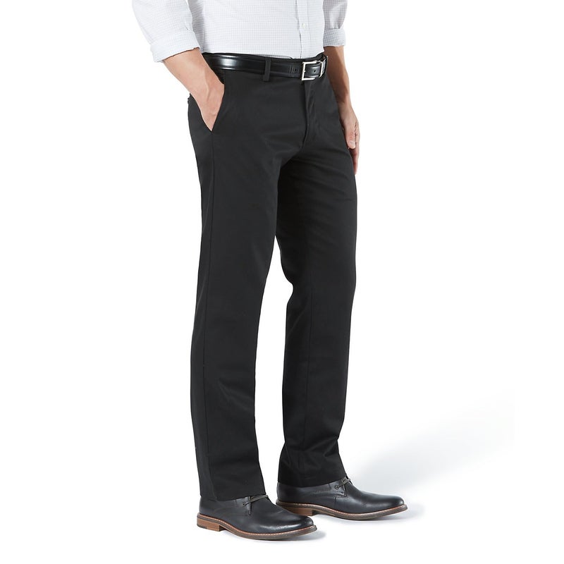 DockersÂ® Men's Straight Fit Signature Lux Cotton Stretch Khaki Pant, Black, 42W x 32L - Image 2
